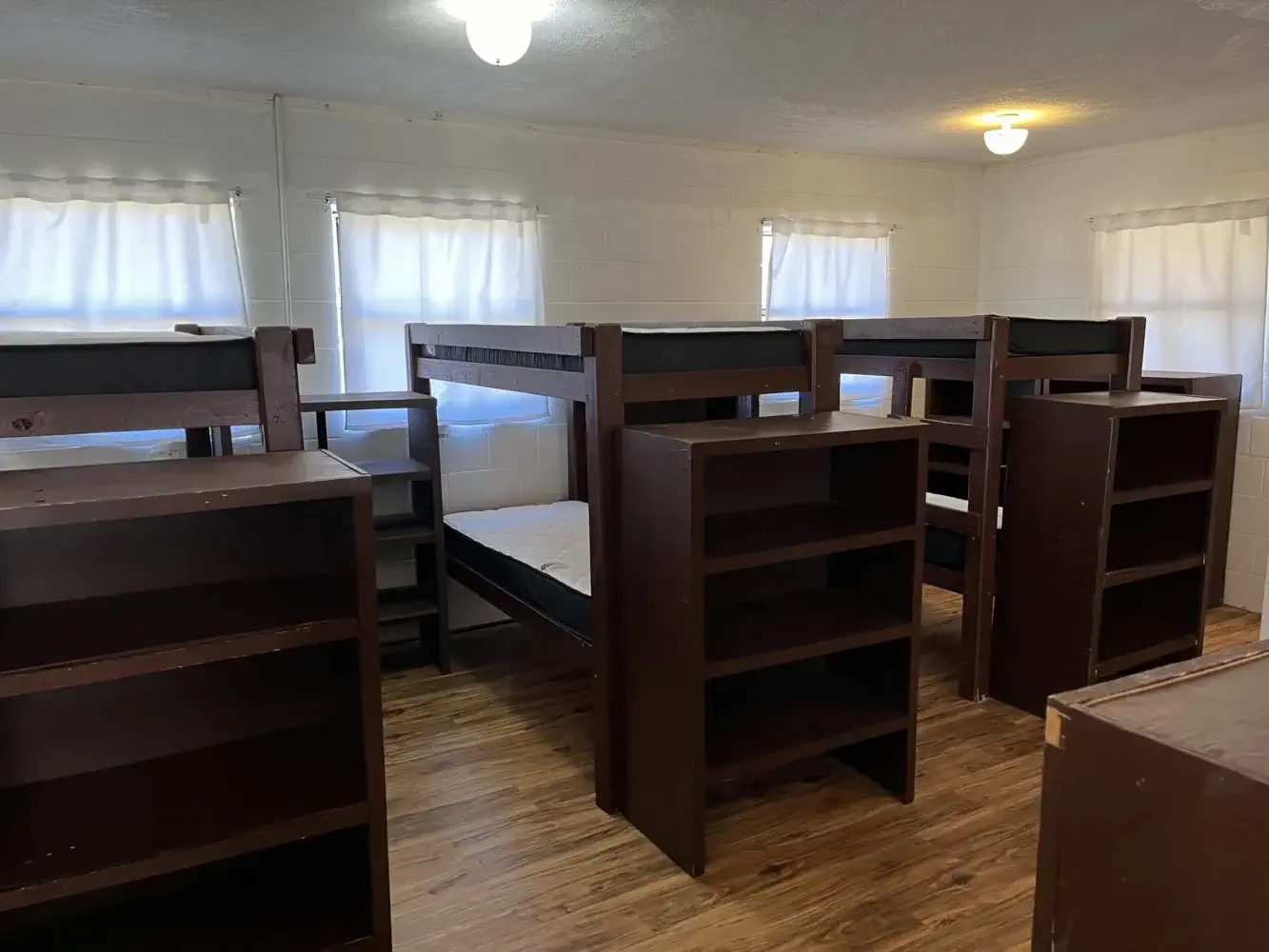 Dormitories where people can sleep